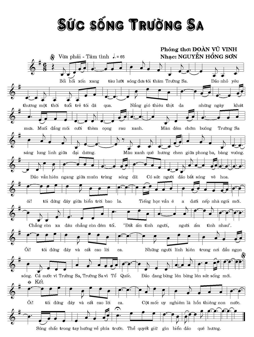 Sheet nhạc Sức Sống Trường Sa